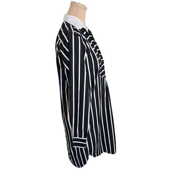 Polo Ralph Lauren Black & White Striped Collared Long Sleeve Dress Sz 2 - Picture 4 of 9